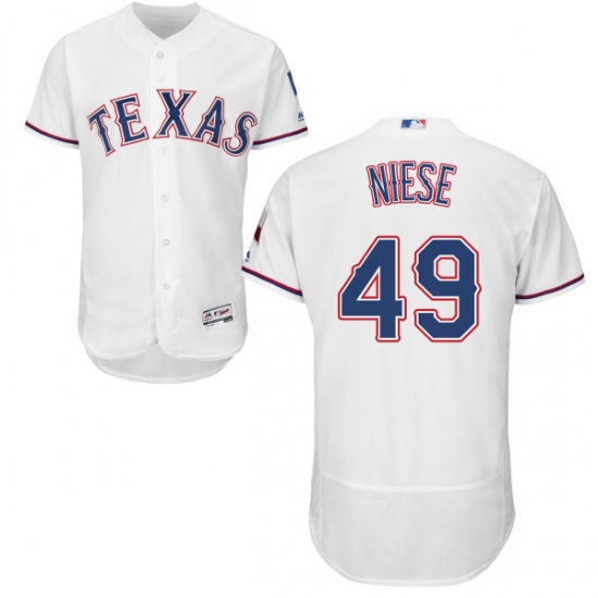 Men's Majestic Texas Rangers #49 Jon Niese White Home Flex Base Authentic Collection MLB Jersey - Ujersey