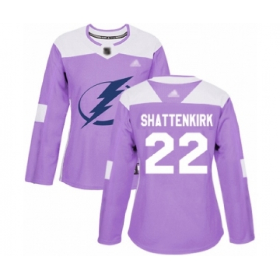 Women's Tampa Bay Lightning #22 Kevin Shattenkirk Authentic Purple Fights Cancer Practice Hockey Jersey - Ujersey