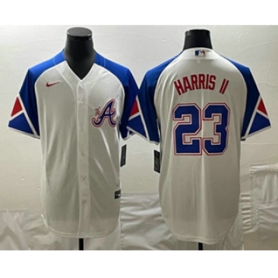 Men's Atlanta Braves #23 Michael Harris II White 2023 City Connect Cool Base Stitched Jersey - Ujersey