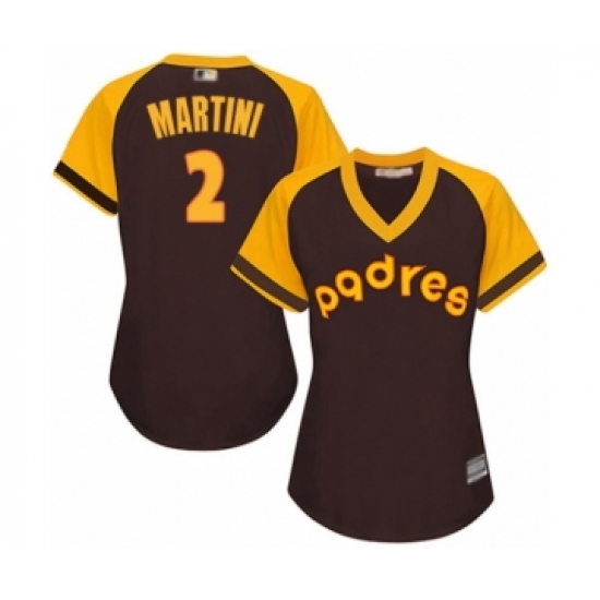 Women's San Diego Padres #2 Nick Martini Authentic Brown Alternate Cooperstown Cool Base Baseball Player Jersey - Ujersey