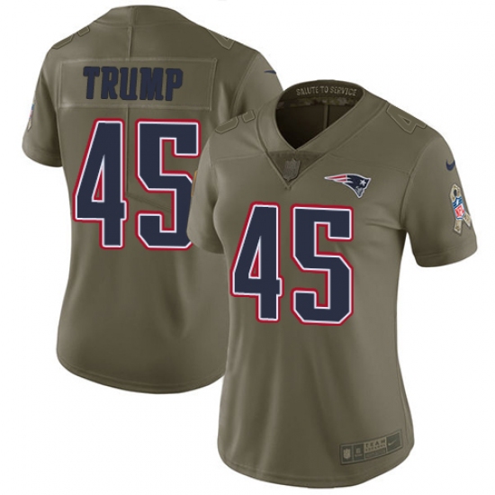 Women's Nike New England Patriots #45 Donald Trump Limited Olive 2017 Salute to Service NFL Jersey - Ujersey