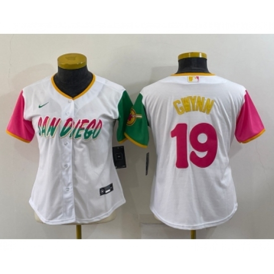Women's San Diego Padres #19 Tony Gwynn White 2022 City Connect Cool Base Stitched Jersey - Ujersey