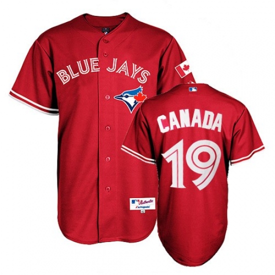 Men's Majestic Toronto Blue Jays #19 Jose Bautista Replica Red Canada Day MLB Jersey - Ujersey