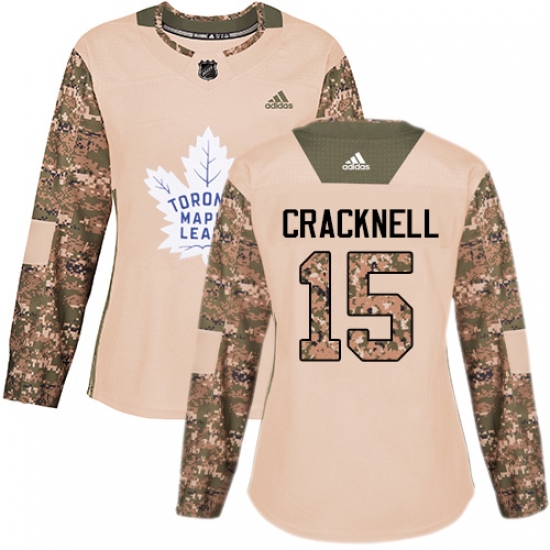 Women's Adidas Toronto Maple Leafs #15 Adam Cracknell Authentic Camo Veterans Day Practice NHL Jersey - Ujersey