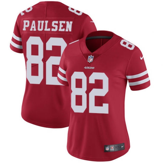 Women's Nike San Francisco 49ers #82 Logan Paulsen Elite Red Team Color NFL Jersey - Ujersey