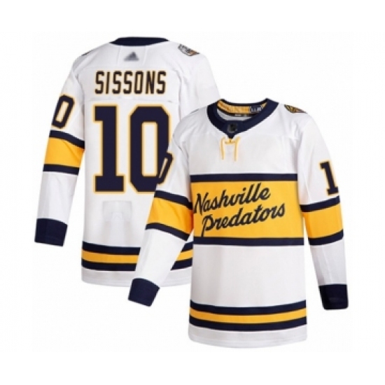 Men's Nashville Predators #10 Colton Sissons Authentic White 2020 Winter Classic Hockey Jersey - Ujersey