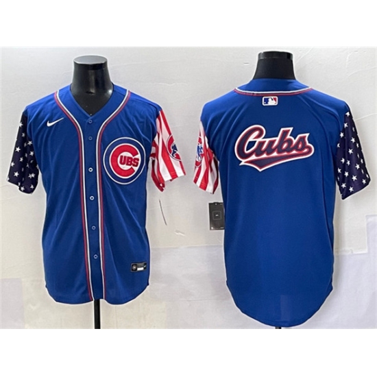 Men's Chicago Cubs Team Big Logo Royal 2025 Independence Day Vapor Premier Limited Stitched Baseball Jersey - Ujersey