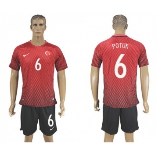 Turkey #6 Potuk Home Soccer Country Jersey