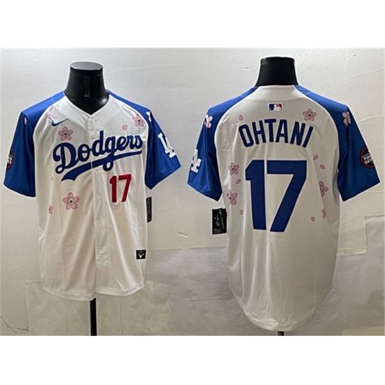Men's Los Angeles Dodgers #17 Shohei Ohtani White Royal 2025 Tokyo Series Limited Stitched Baseball Jersey - Ujersey