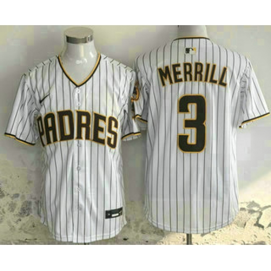 Men's San Diego Padres #3 Jackson Merrill White Pinstripe Limited Stitched Jersey - Ujersey