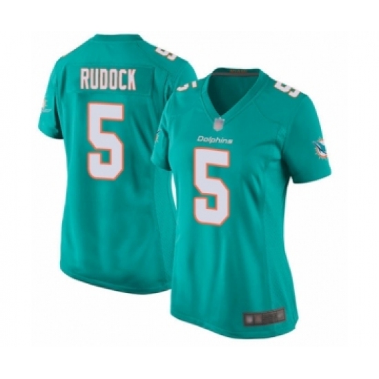 Women's Miami Dolphins #5 Jake Rudock Game Aqua Green Team Color Football Jersey - Ujersey