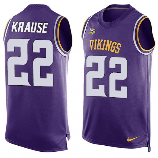 Men's Nike Minnesota Vikings #22 Paul Krause Limited Purple Player Name & Number Tank Top NFL Jersey - Ujersey