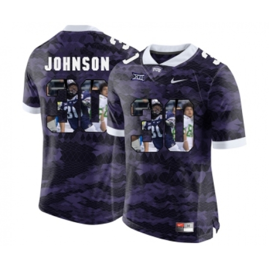 TCU Horned Frogs 30 Denzel Johnson Purple With Portrait Print College Football Limited Jersey - Ujersey
