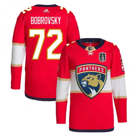 Men's Florida Panthers #72 Sergei Bobrovsky Red 2024 Stanley Cup Final Stitched Jersey - Ujersey