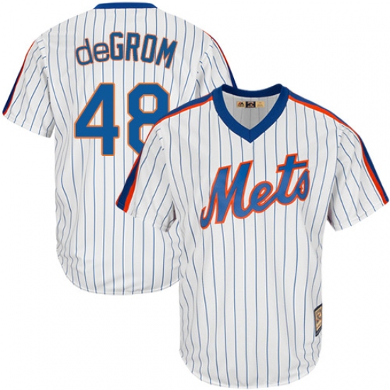 Men's Majestic New York Mets #48 Jacob DeGrom Replica White Cooperstown MLB Jersey - Ujersey