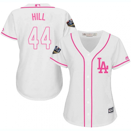 Women's Majestic Los Angeles Dodgers #44 Rich Hill Authentic White Fashion Cool Base 2018 World Series MLB Jersey - Ujersey