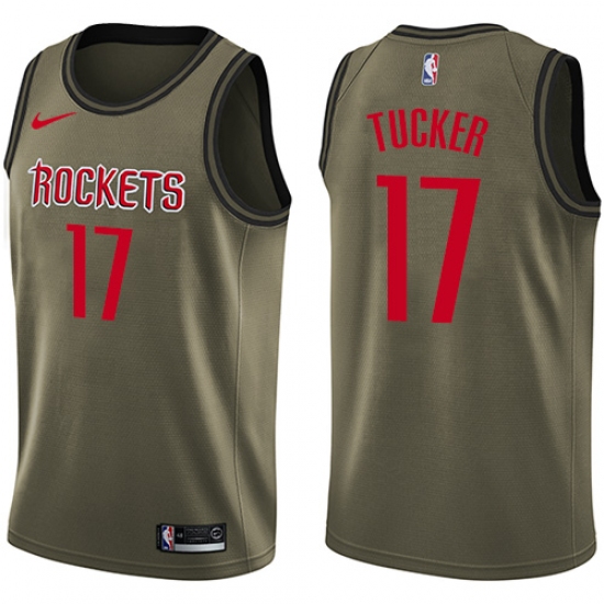 Men's Nike Houston Rockets #17 PJ Tucker Swingman Green Salute to Service NBA Jersey - Ujersey