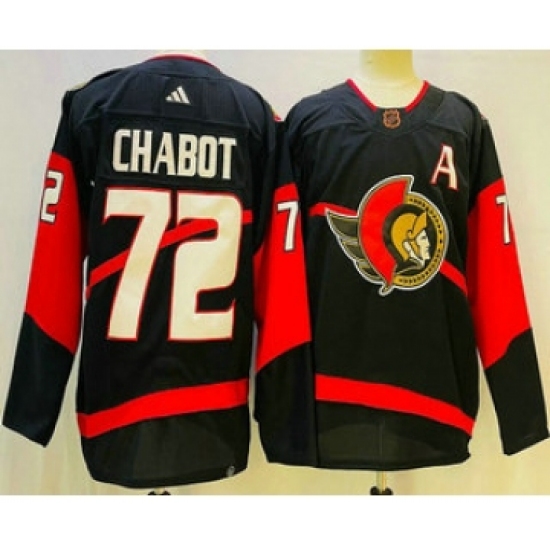 Men's Ottawa Senators #72 Thomas Chabot Black 2022 Reverse Retro Authentic Jersey - Ujersey