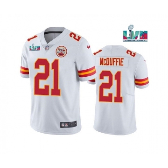Men's Kansas City Chiefs #21 Trent McDuffie White Super Bowl LVII Patch Vapor Untouchable Limited Stitched Jersey - Ujersey