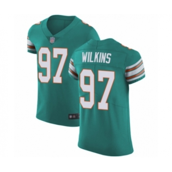 Men's Miami Dolphins #97 Christian Wilkins Aqua Green Alternate Vapor Untouchable Elite Player Football Jersey - Ujersey