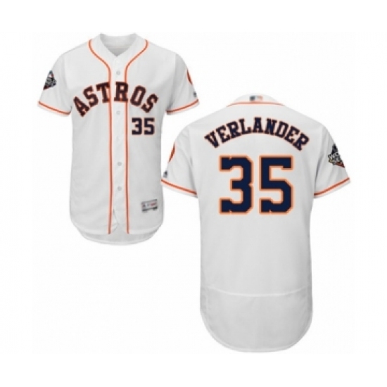 Men's Houston Astros #35 Justin Verlander White Home Flex Base Authentic Collection 2019 World Series Bound Baseball Jersey - Ujersey