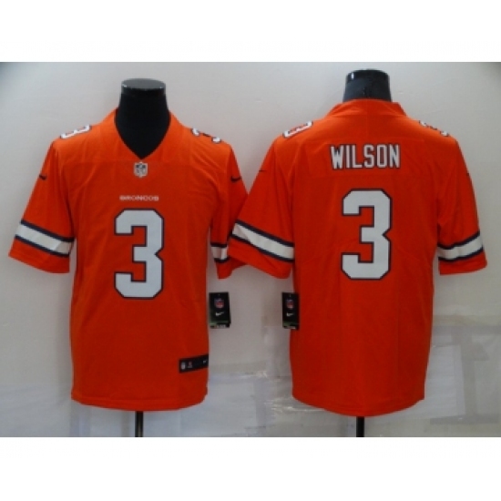 Men's Denver Broncos #3 Russell Wilson Orange 2022 Color Rush Stitched NFL Nike Limited Jersey - Ujersey