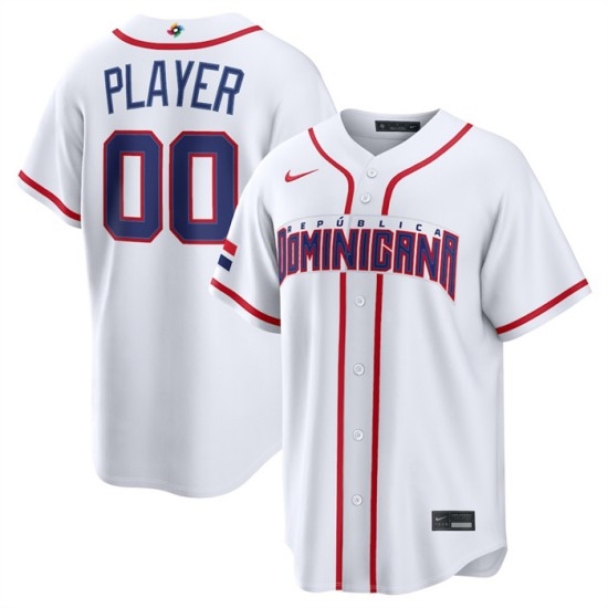 Men's Dominican Republic Baseball Active Player Custom White 2026 World Baseball Classic Home Stadium Stitched Jersey - Ujersey