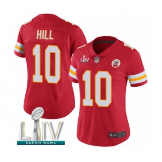 Women's Kansas City Chiefs #10 Tyreek Hill Red Team Color Vapor Untouchable Limited Player Super Bowl LIV Bound Football Jersey - Ujersey