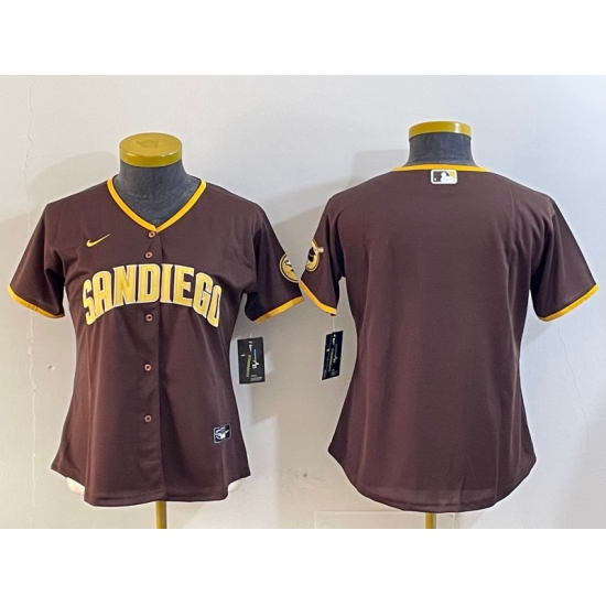Women's San Diego Padres Blank Brown Cool Base Stitched Jersey - Ujersey
