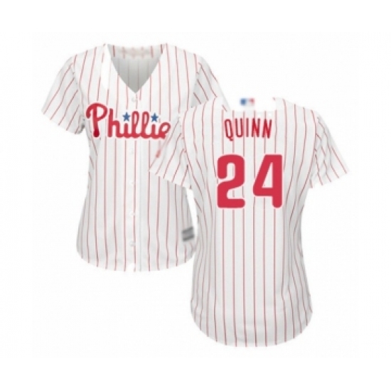 Women's Philadelphia Phillies #24 Roman Quinn Authentic White Red Strip Home Cool Base Baseball Player Jersey - Ujersey