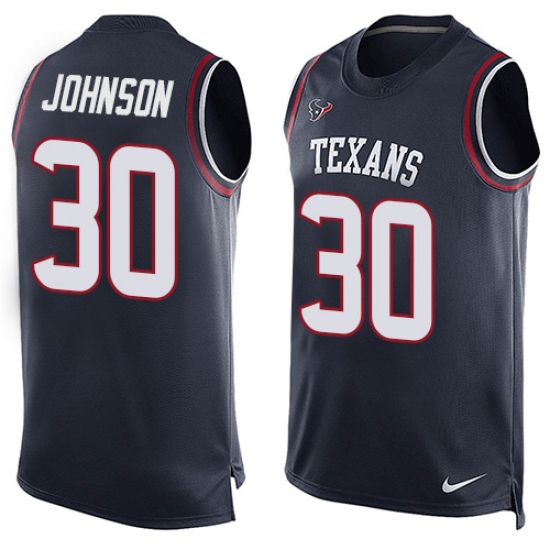 Men's Nike Houston Texans #30 Kevin Johnson Limited Navy Blue Player Name & Number Tank Top NFL Jersey - Ujersey