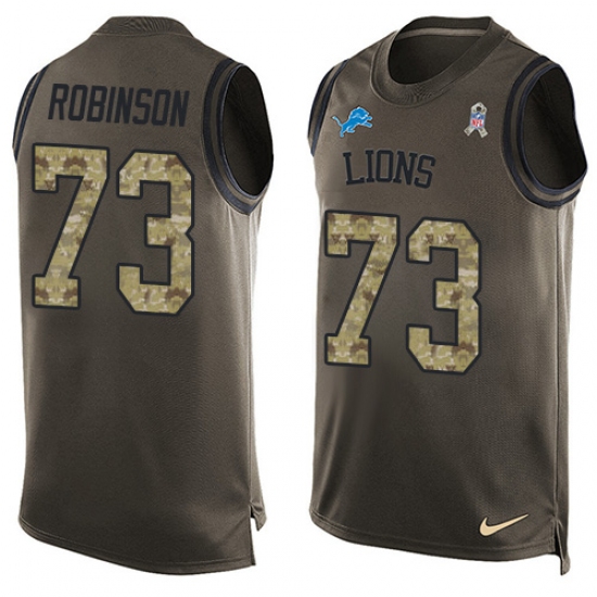 Men's Nike Detroit Lions #73 Greg Robinson Limited Green Salute to Service Tank Top NFL Jersey - Ujersey
