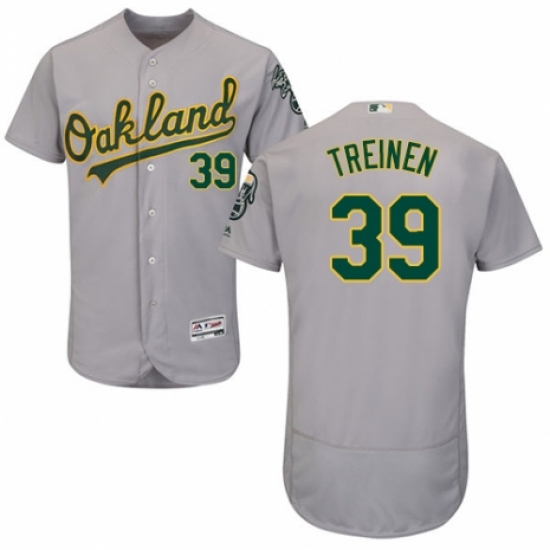 Men's Majestic Oakland Athletics #39 Blake Treinen Grey Road Flex Base Authentic Collection MLB Jersey - Ujersey