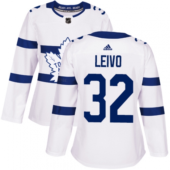 Women's Adidas Toronto Maple Leafs #32 Josh Leivo Authentic White 2018 Stadium Series NHL Jersey - Ujersey