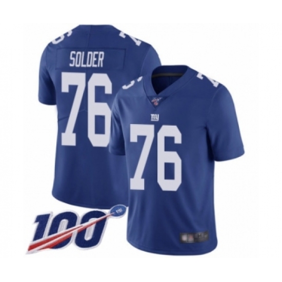 Men's New York Giants #76 Nate Solder Royal Blue Team Color Vapor Untouchable Limited Player 100th Season Football Jersey - Ujersey