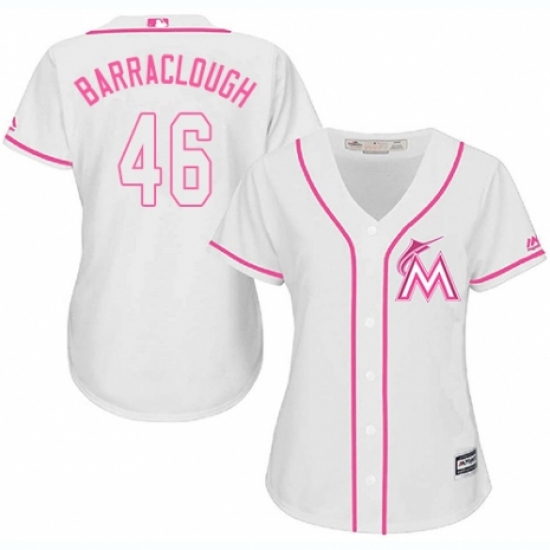 Women's Majestic Miami Marlins #46 Kyle Barraclough Authentic White Fashion Cool Base MLB Jersey - Ujersey