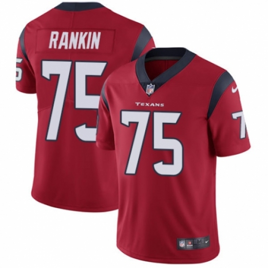 Men's Nike Houston Texans #75 Martinas Rankin Red Alternate Vapor Untouchable Limited Player NFL Jersey - Ujersey
