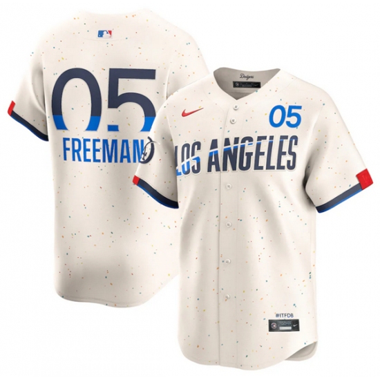 Men's Brooklyn Dodgers #5 Freddie Freeman Cream 2024 City Connect Limited Stitched Baseball Jersey