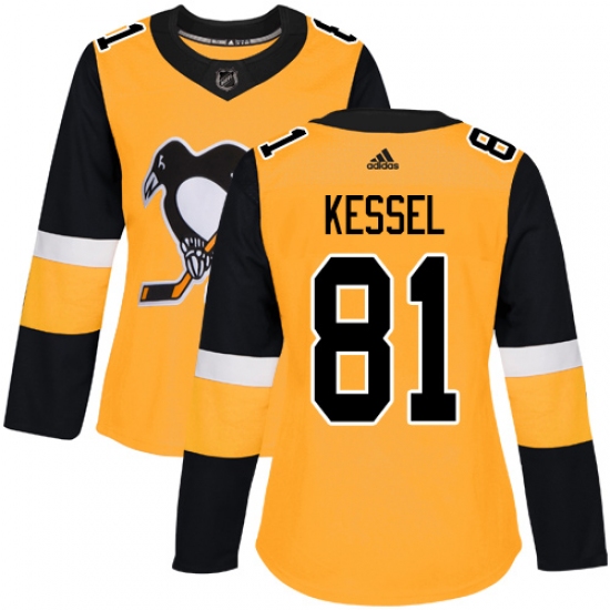 Women's Adidas Pittsburgh Penguins #81 Phil Kessel Authentic Gold Alternate NHL Jersey - Ujersey