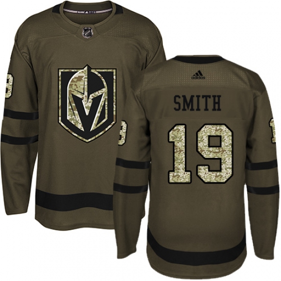 Men's Adidas Vegas Golden Knights #19 Reilly Smith Authentic Green Salute to Service NHL Jersey - Ujersey