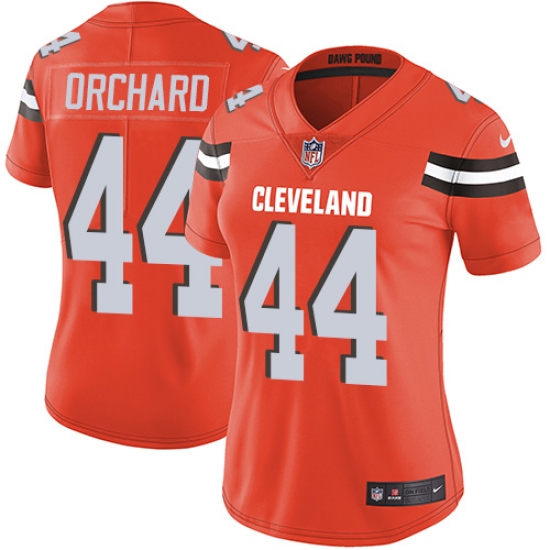 Women's Nike Cleveland Browns #44 Nate Orchard Orange Alternate Vapor Untouchable Limited Player NFL Jersey - Ujersey