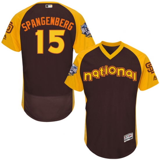 Men's Majestic San Diego Padres #15 Cory Spangenberg Brown 2016 All-Star National League BP Authentic Collection Flex Base MLB Jersey - Ujersey