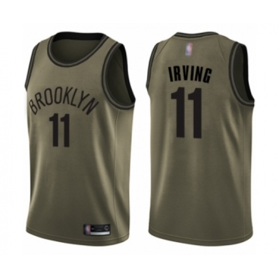 Youth Brooklyn Nets #11 Kyrie Irving Swingman Green Salute to Service Basketball Jersey
