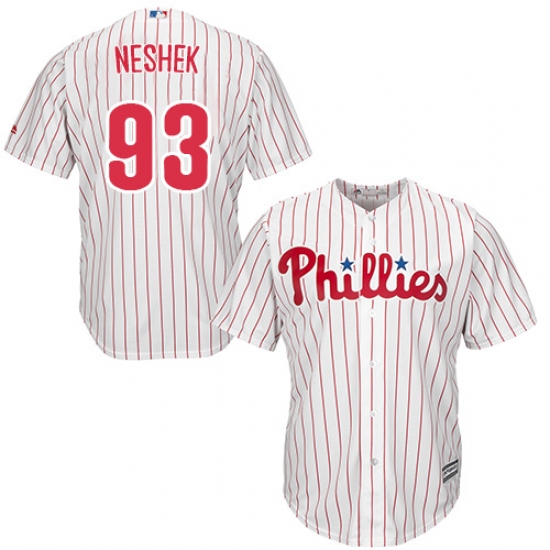 Youth Majestic Philadelphia Phillies #93 Pat Neshek Authentic White/Red Strip Home Cool Base MLB Jersey - Ujersey