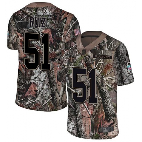 Youth New Orleans Saints #51 Cesar Ruiz Camo Stitched NFL Limited Rush Realtree Jersey - Ujersey