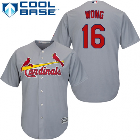 Youth Majestic St. Louis Cardinals #16 Kolten Wong Authentic Grey Road Cool Base MLB Jersey - Ujersey