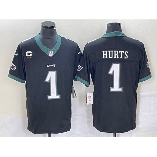 Men's Nike Philadelphia Eagles #1 Jalen Hurts Black 2023 F.U.S.E. Vapor Untouchable C Stitched Football Jerseys - Ujersey