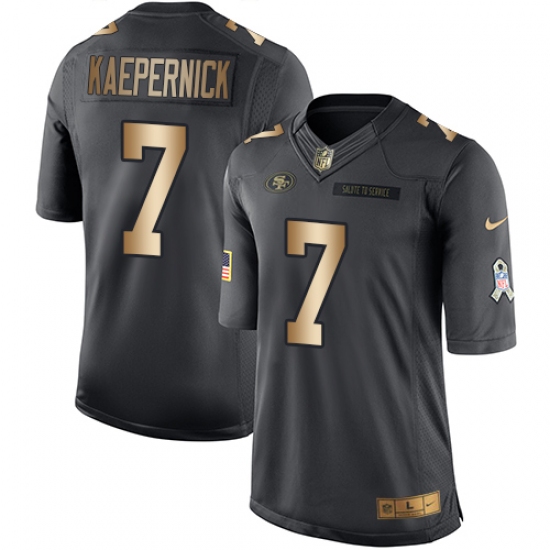 Men's Nike San Francisco 49ers #7 Colin Kaepernick Limited Black/Gold Salute to Service NFL Jersey - Ujersey