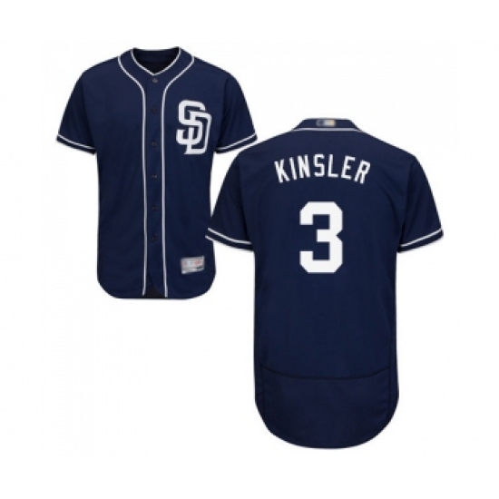 Men's San Diego Padres #3 Ian Kinsler Navy Blue Alternate Flex Base Authentic Collection Baseball Jersey - Ujersey