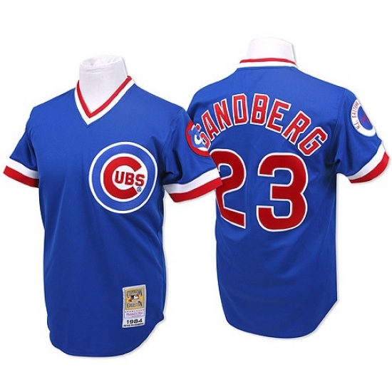 Men's Mitchell and Ness Chicago Cubs #23 Ryne Sandberg Replica Blue Throwback MLB Jersey - Ujersey